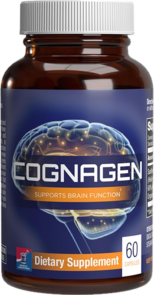 Cognagen-Speicher-Ergänzung für Gehirnunterstützung - Klinisch geformt ultrahoch Potenz Phosphatidylserine-Ergänzung - Gehirn Vitamin für Gedächtnis und Fokus-Unterstützung - Non GMO & Soy Free - 60 Kapseln
