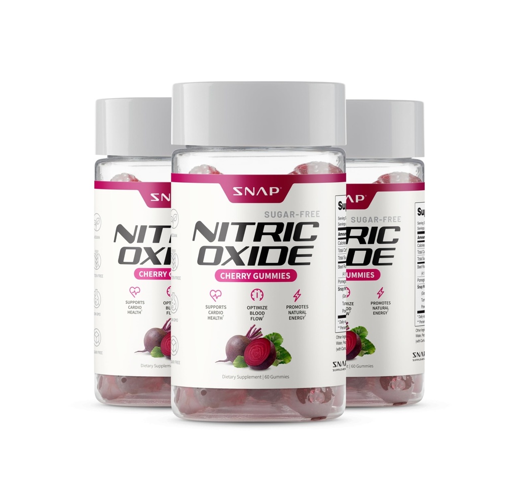 Snap-Ergänzungen Nitric Oxide Rüben Wurzelgummis - Unterstützt gesunde Blutzirkulation,180 Gummis