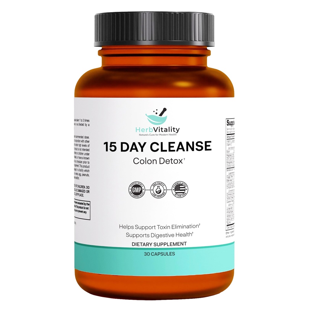 15-Tage Colon Cleanse – Detox & Gut Health Support mit Probiotics, Aloe Vera, Licorice Root & Psyllium Husk – Unterstützt Verdauungs-, Immun- und Nierengesundheit für Männer & Frauen