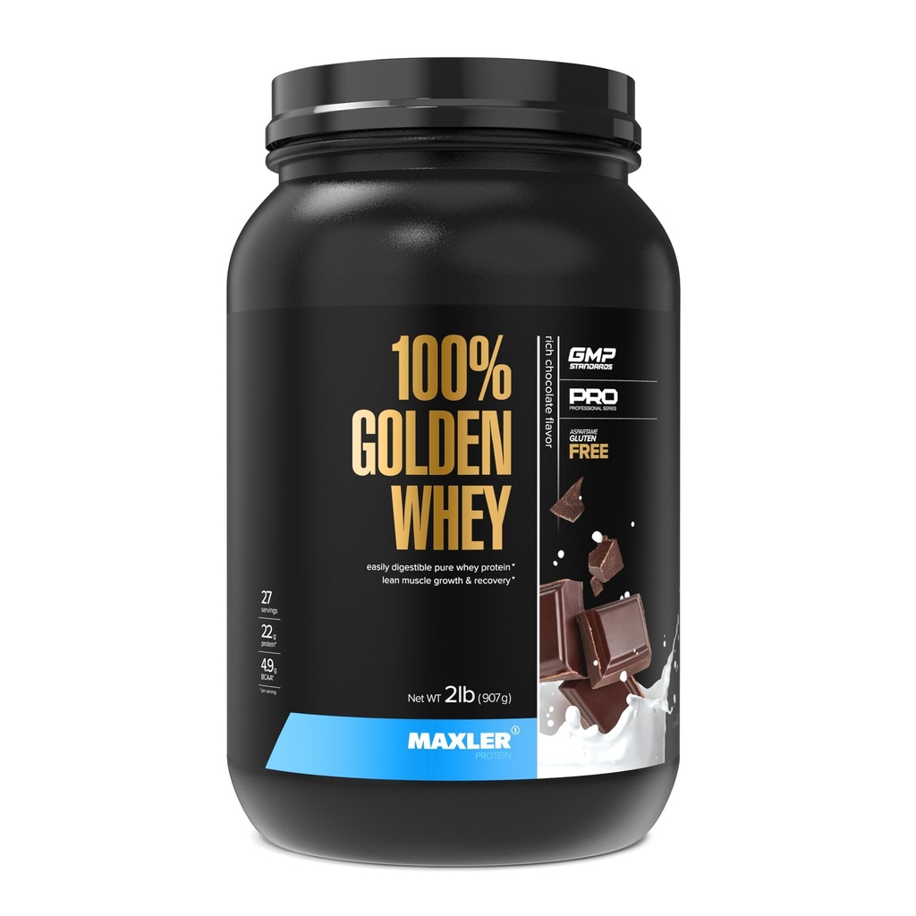 Maxler 100% Golden Whey - 22g Protein pro Portion - High Protein, Low Fat, Low Carb, Complete Amino Acid Profile - Rich Chocolate Protein 2 lb
