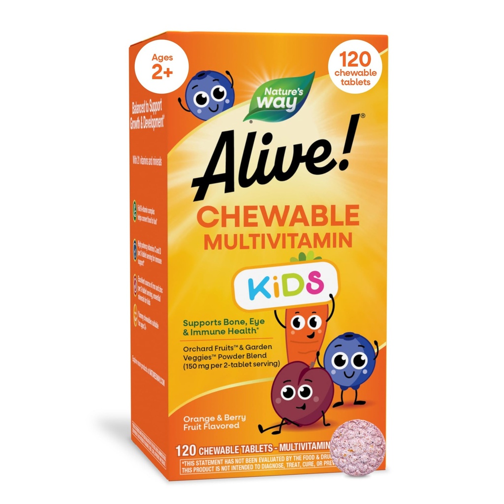 Alive! Kinder Multi-Vitamin Kaubar - 120 Kautabletten von Nature's Way