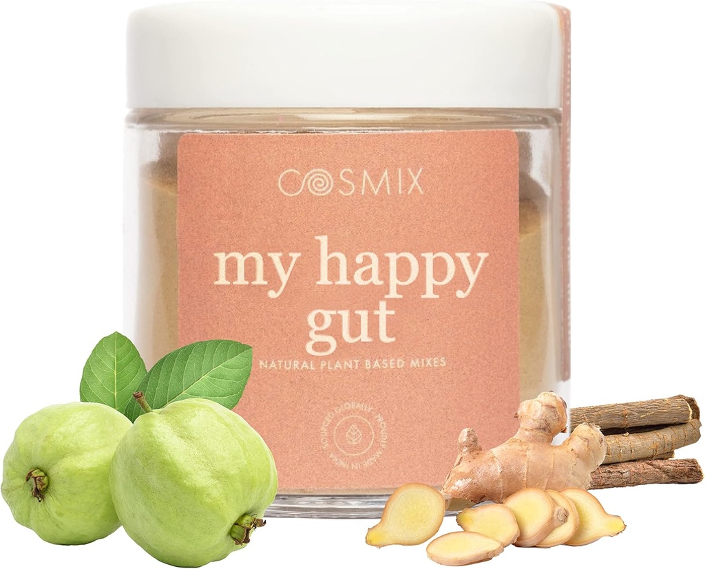 cosmix My Happy Gut, per una migliore digestione, Bloating & Salute generale Gut, Naturale, Basato su piante Superfood Blend, Rende fino a 40 Serve, Aggiunto Zucchero, Vegan 50 G (Pack of 1) Brown