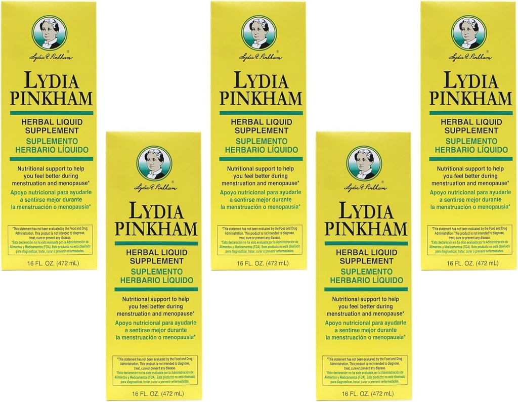 Lydia Pinkham Herbal Liquid Supplemento 16 oz (Pacchetto di 5)