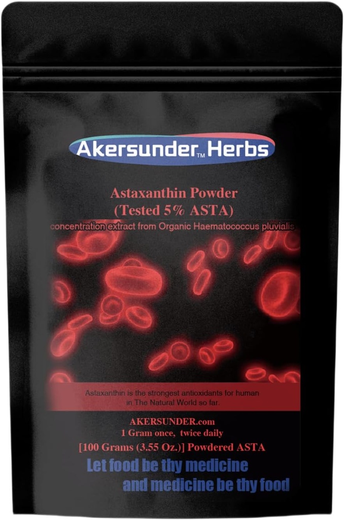 Poudre d'extrait d'hématococcus pluvialis pur, 100 Grams, astaxanthine (ASTA) > 5%, Supplément antioxydants plus forts