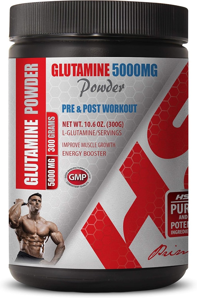Post Workout Muskelaufbau - PRE & Post Workout - GLUTAMINE Pulver 5000MG - l-Glutamin Großtupplements - 1 Can 300 Gramm