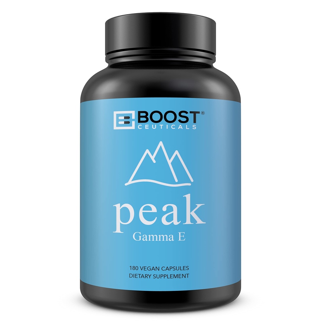 BoostCeuticals Vegan Vitamin e Gamma Tocopherol |180mg Gamma e Per Serving | Antioxidant Immunity Support | Non GMO No Magnesium Stearate No Silica Gluten Free | 180 Kapseln