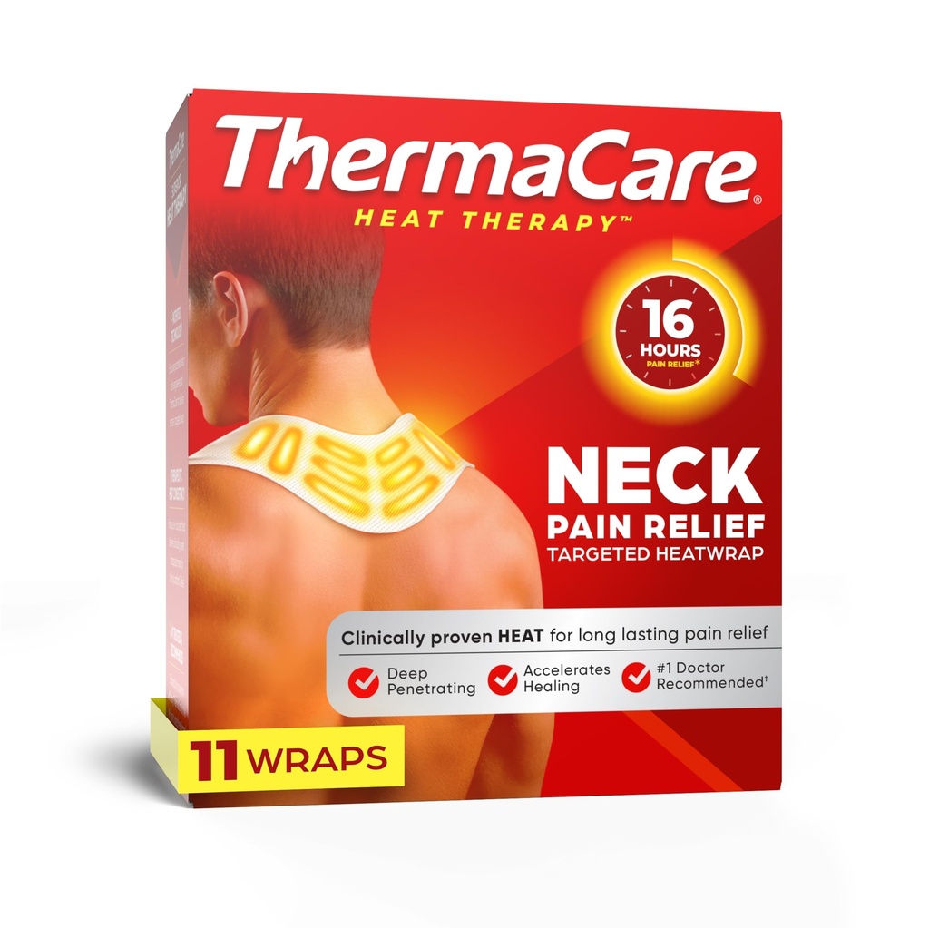 ThermaCare Hitze Wraps für Neck & Schulter Schmerzlinderung - Tragbare Klebstoff Heizpads mit 16-Hour Therapeutic Heat - Drug-Free Muskel & Gelenk beruhigende Patches - Large - 11-Count