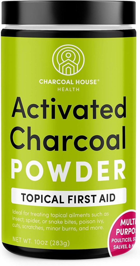 Polvere di carbone attivata della casa di Charcoal - Primo soccorso Topical per la fabbricazione di pollame di carbone, calzini del piede di Charcoal, bagni di carbone & More! - 10oz