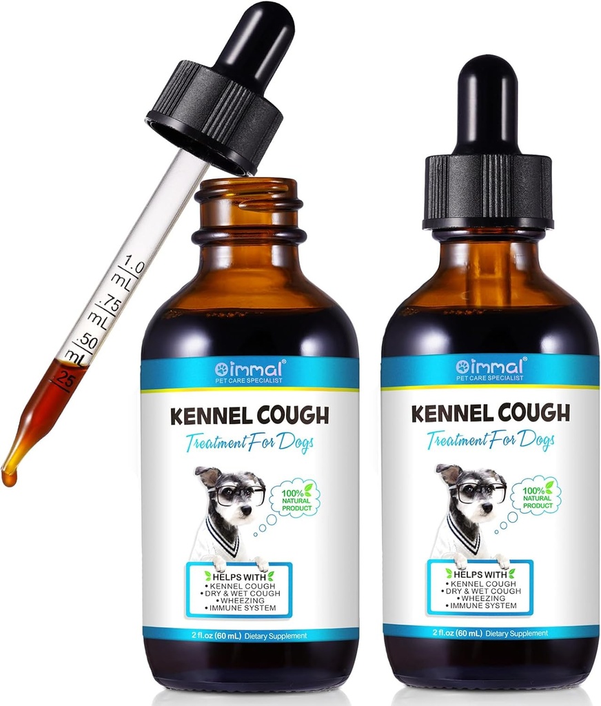 Toux de Kennel pour chiens - Traitement de Toux de Kennel, supplément de Toux Naturelle pour chiens, soulagement de la congestion des chiens doux, soulagement de l'allergie des chiens liquides (2 Fl Oz (paquet de 2))