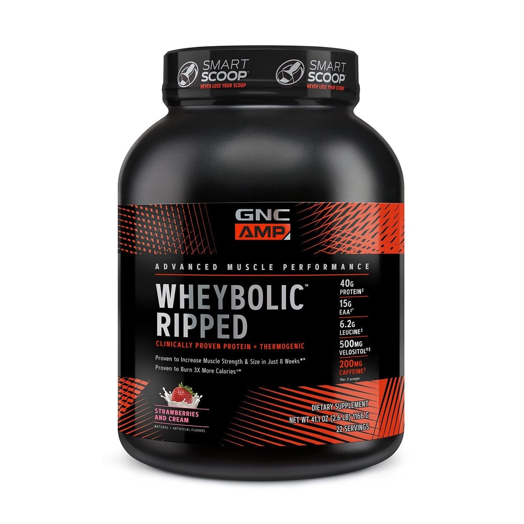 GNC AMP Wheybolic Ripped - Erdbeeren und Creme (22 Servierungen)