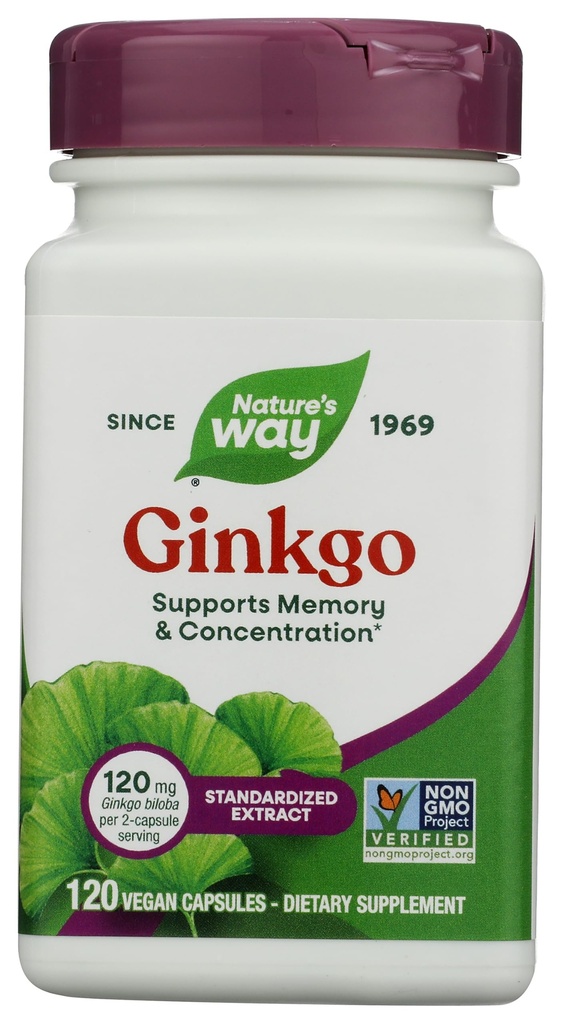 Nature's Way Premium Extrakt Ginkgo, Gedächtnis und Konzentration*, 120 Kapseln