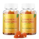 Gummie curcuma curcuma curcuma con pepe nero 2 Pack, supplemento di curcuma e zenzero per il supporto misto immunitario, Gummie di zenzero senza zucchero per l'infiammazione Vegan