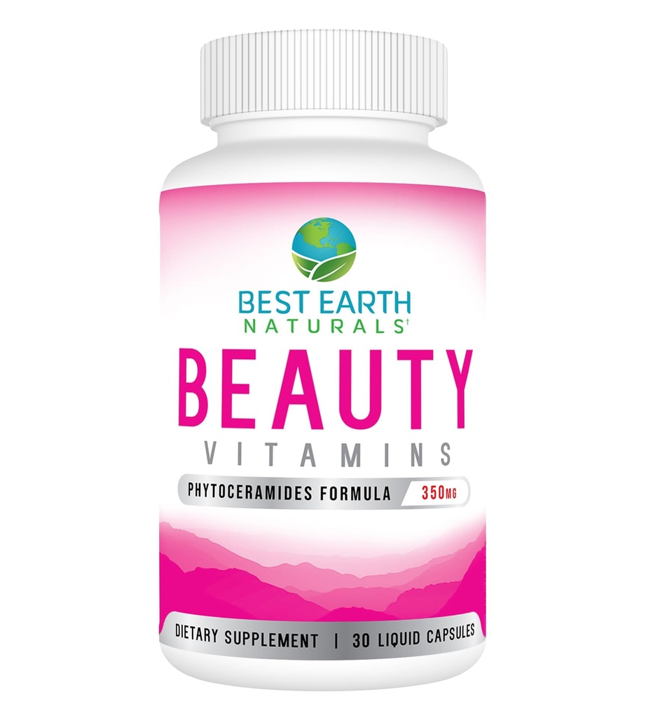 Best Earth Naturals Beauty Vitamins Phytoceramide Pills - Integratore di supporto per l'idratazione della pelle con acido lipoico alfa e altro ancora per aiutare a promuovere la pelle idratata - 30 conte