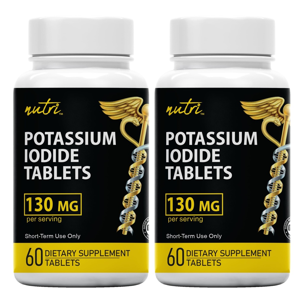 Fusions naturelles comprimés d'iodure de potassium (paquet de 2) 130mg - 120 comprimés EXP 10/2032 - YODO Naciente - Pilules KI - Yoduro de Potasio