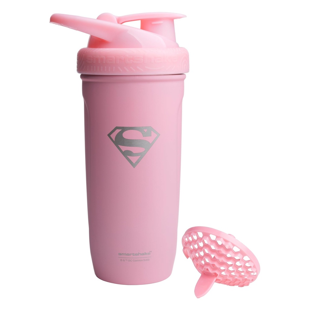 Smartshake DC COMICS Reforce Edelstahl Protein Shaker Bottle 900 ml | 30 oz - Leakproof Screw-on Lid - BPA Free – Unisex - Non Insulated - Supergirl Logo