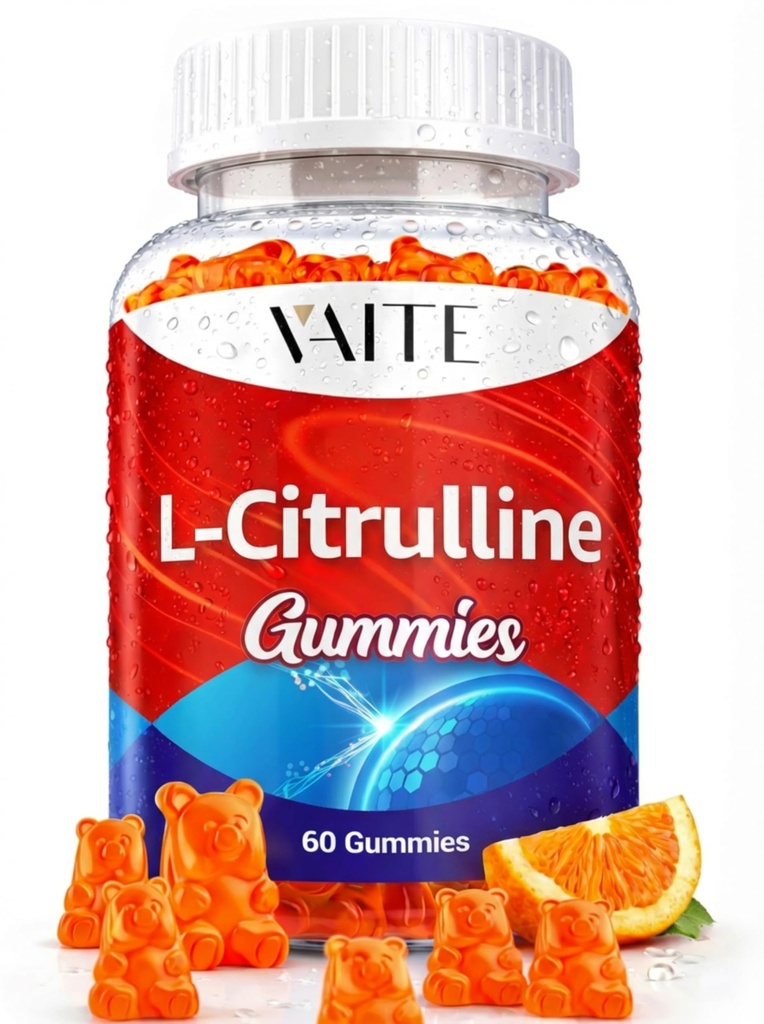 L Gommies Citrulline pour hommes - Vasodilatateur puissant avec Calcium, 1600mg par service, force supplémentaire, stimule la production d'oxyde nitroxyle et nitrique, soutient l'énergie et l'endurance, 60 Gommy à croquer