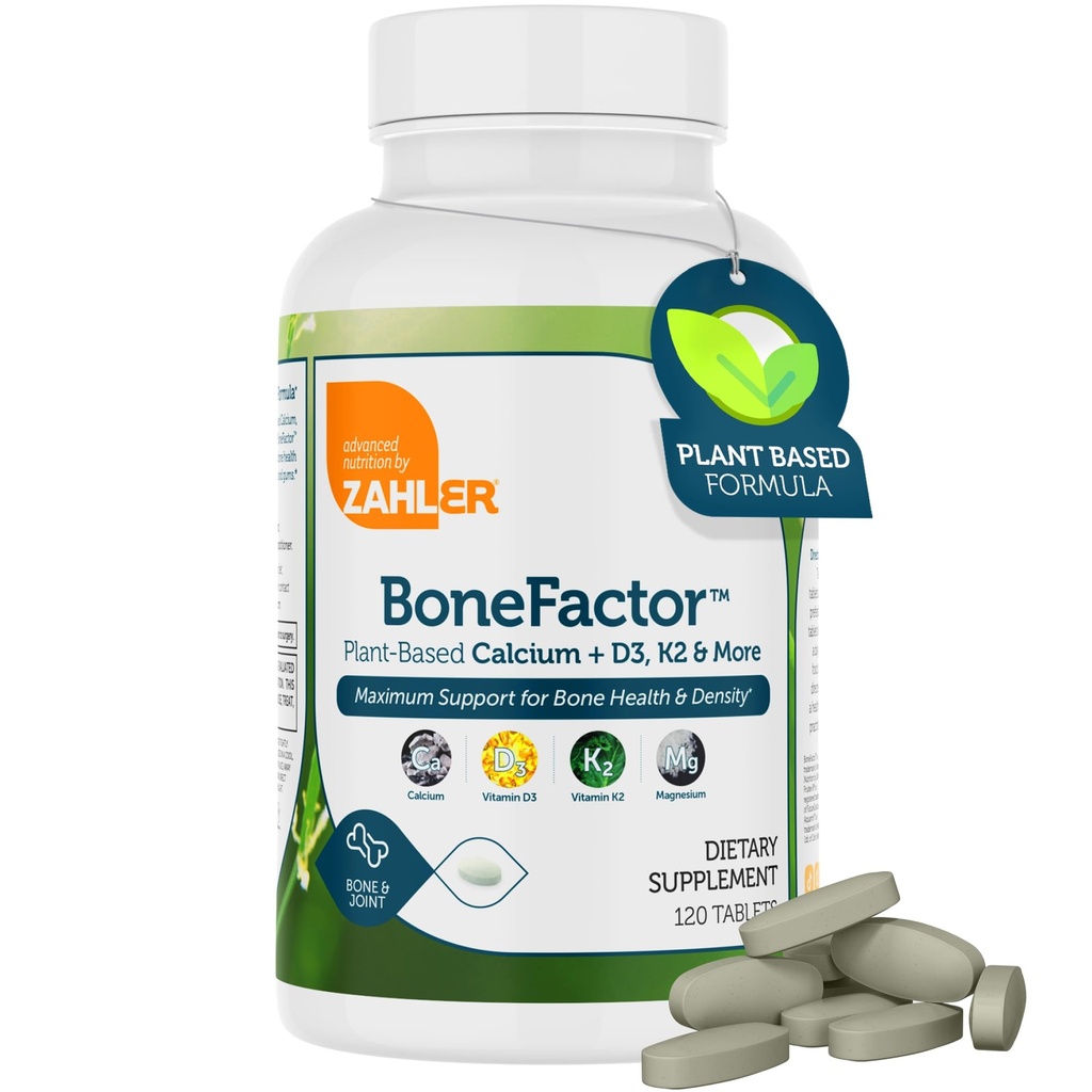 Zahler Bonefactor, Bone Strength Supplement enthaltend Calcium, Vitamin D, Vitamin K und Magnesium, Certified Kosher, 120 Tabletten