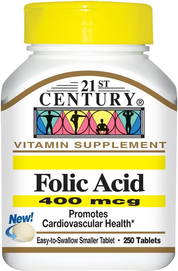Acide folique du 21ème siècle 400 mcg Comprimés, 250-Conte (paquet de 2)
