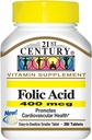 Acide folique du 21ème siècle 400 mcg Comprimés, 250-Conte (paquet de 2)