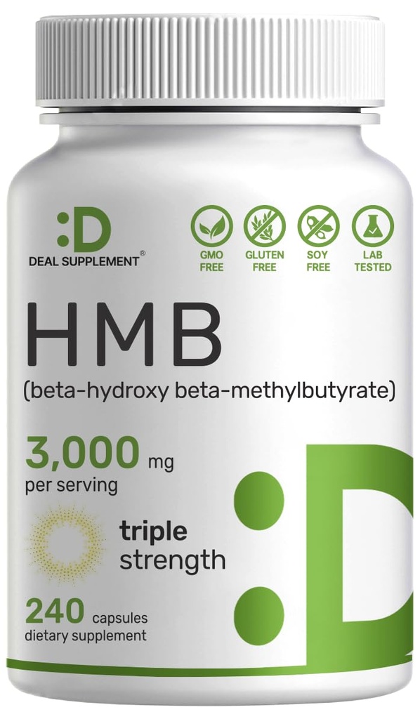 Ultra Strength HMB ergänzt 3.000mg pro Servierung, 240 Kapseln | Third Party Tested | Unterstützt Muskelwachstum, Retention & Lean Muskelmasse | Schnelle Workout Erholung