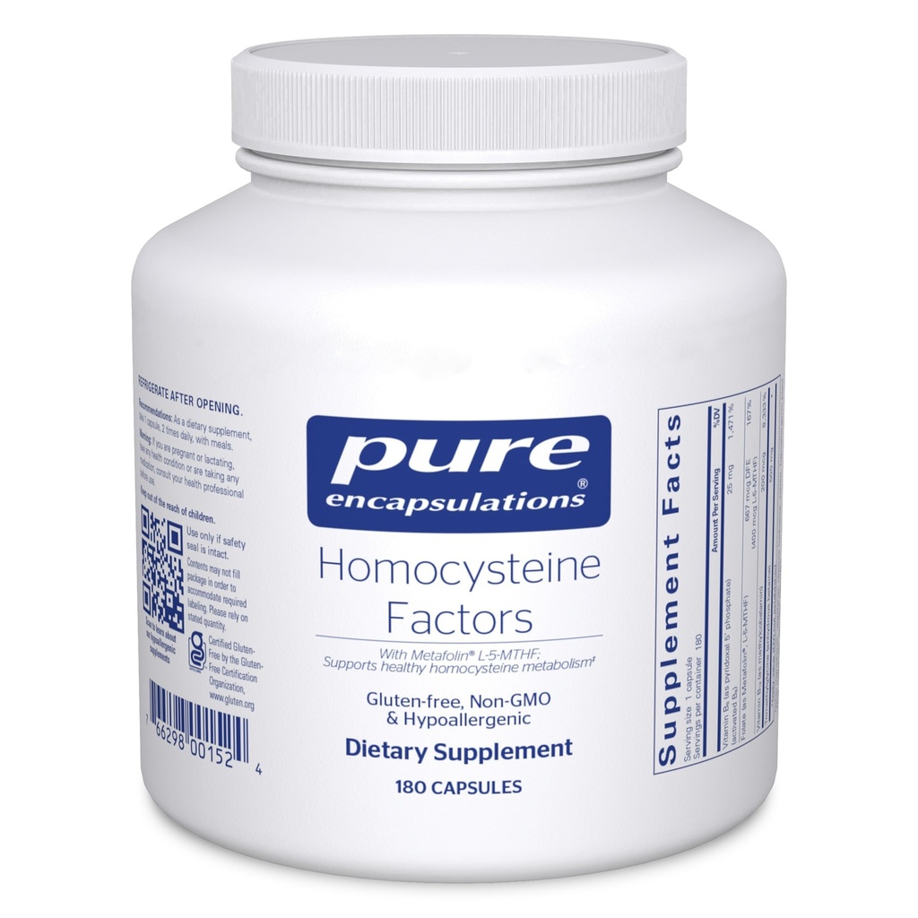 Pure Encapsulations Homocystein Factors | Ergänzung zur Unterstützung normaler Homocystein Levels und Herz-Kreislauf-Gesundheit* | 180 Kapseln