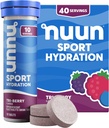 Nuun Sport Elektrolyt Tabletten mit Magnesium, Kalzium, Kalium, Chloride & Natrium, Gluten Free & Vegan, Tri-Berry, 4 Packung (40 Servierungen insgesamt)