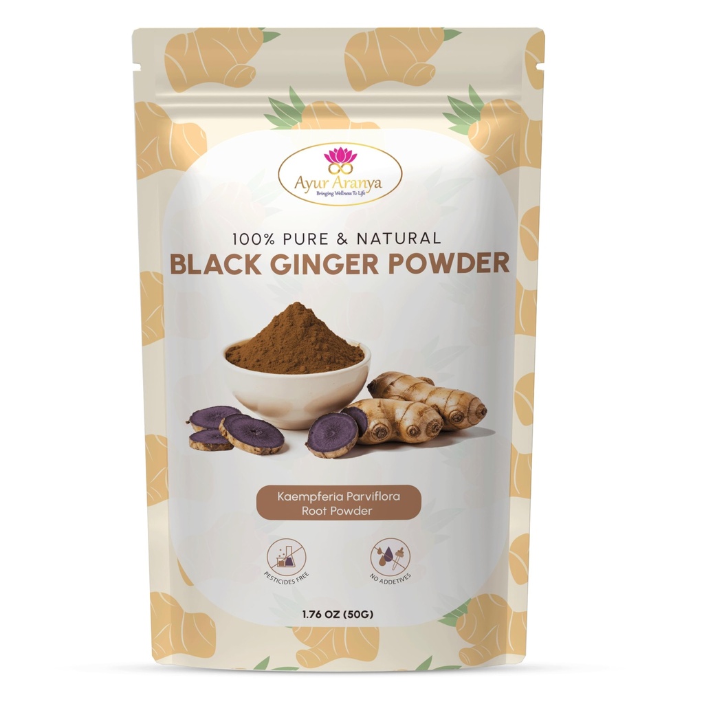 Ayur Aranya 100% Pure Black Ginger Powder 50g – Kaempferia Parviflora Root Powder – Natural Stamina & Energy Booster – Qualità Premium, No Preservatives – Mescolare con acqua, Succhi, Smooti o tè