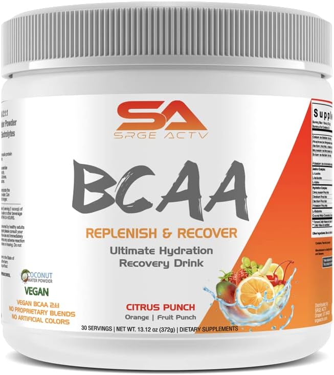 BCAA Powder Plus Glutamin und Elektrolytpulver für Erholung & Hydration - 30 Portionen (Citrus Punch)