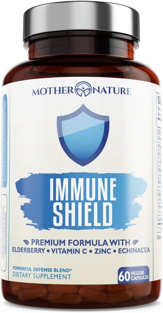 Integratore avanzato di supporto immunitario 7-in-1 per le allergie - Elderberry, vitamina C, zinco e altro ancora - Migliora l'immunità in adulti e bambini (60 capsule vegane)