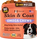 Natural Dog Company Skin & Coat Supplement per cani – Omega 3 Salmon Oil, Biotin & Vitamina E supporto Shiny Coat, pelle sana & normale spargimento, promuove il comfort da occasionale Itch, 90 Conte
