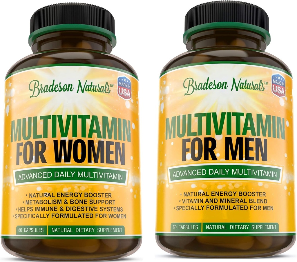 Multivitaminico femminile + Integratore Multivitaminico maschile. Vitamine A C D E & Vitamina B Complesso. Immune & Female Support. Migliora la salute cardiovascolare e della prostata. Antiossidante & Natural Energizer