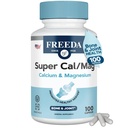 Freeda Super Cal/Mag – Kosher Vegan Bone Salute Supplemento – Supporta la resistenza di ossa, la funzione di nerva e il rilassamento muscolare – capsule di magnesio di calcio vegetariano – Testato di terze parti – (100 capsule)