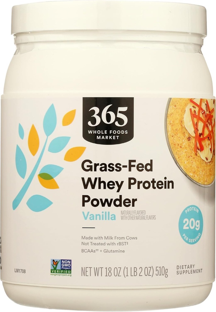 365 par Marché des aliments entiers, Poudre de protéines de lactosérum, Vanilla Flavor, 18 once