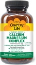 Pays Vie Cible-Mins Calcium Magnésium avec vitamine D-Complex, 1000mg/500mg/10mcg, 90 comprimés, certifié sans gluten, certifié végétarien