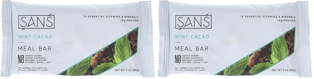 SANS Meal Bar Mental Cacao Meal Bar, 3 OZ (paquet de 2)