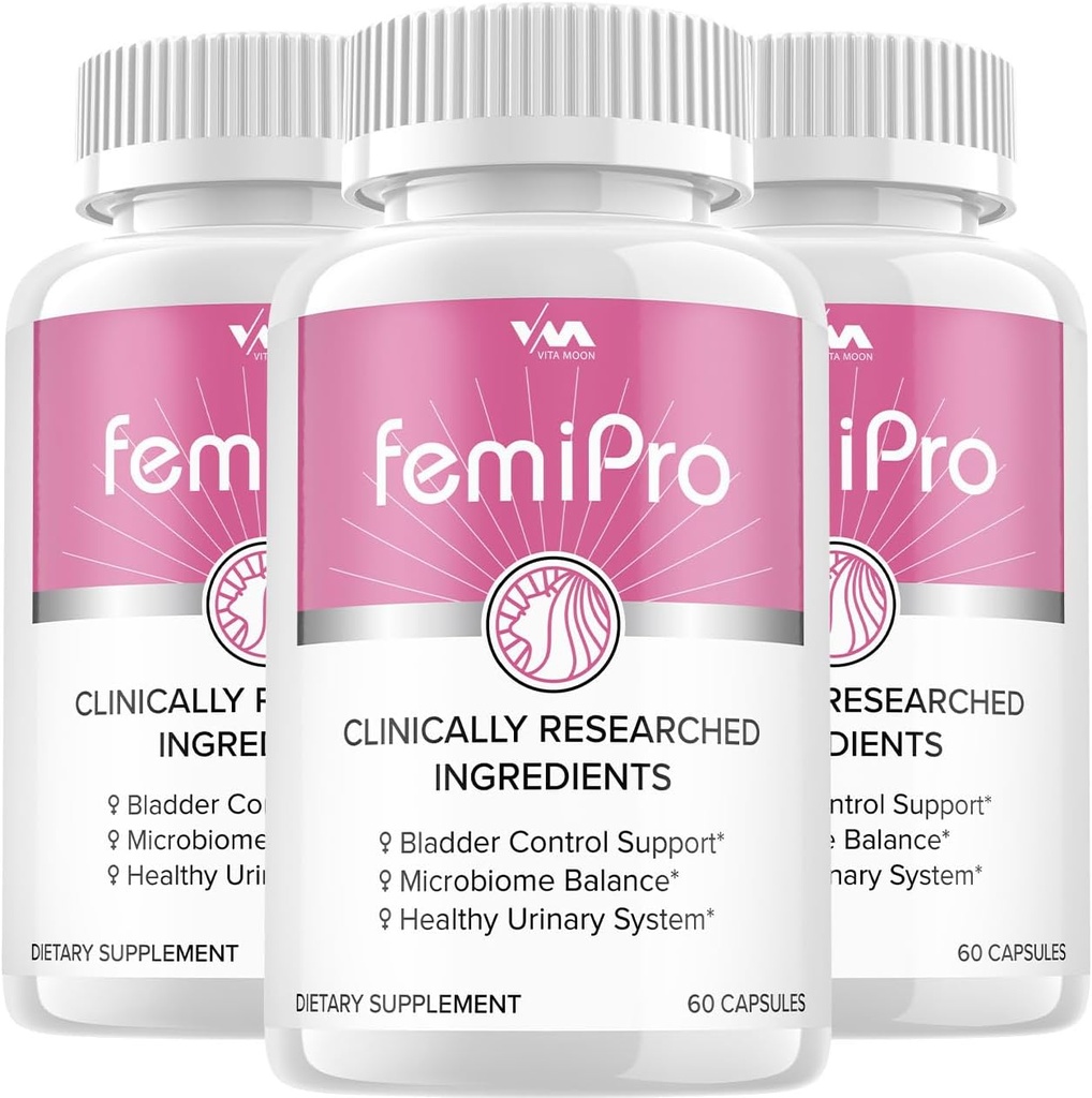 (3 Pack) Femi Pro Pro Probiotics - FemiPro Advanced Formula Bladder Control Support, Microbiome Balance, Healthy Urinary System, 180 Kapseln