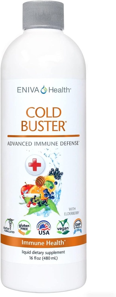 Eniva Elderberry Sambucus Immune Support Syrup, Vitamina C, Ionic ZINC, Vitamina D, Echinacea, Antiossidanti & More, All-in-One Liquid, Carbo basso, Basso Zucchero, Keto Friendly, Non-GMO & Gluten Free - 16 oz