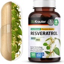 BIO KRAUTER Resveratrol Ergänzung Kapseln 600 mg - 100 Count - Natürliche Antioxidationsmittelquelle - 98% reines Trans-Resveratrol-Pulver - Vegan