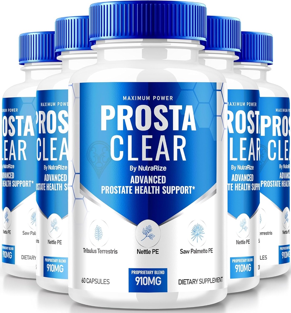 NutraRize (5 Pack) Prosta Clear - Premium-Ergänzung zur Unterstützung Prostate Heath, Alle natürlichen Kapseln zu Regain Control & für Gesamtgesundheit, ProstaClear Pills Bewertungen (300 Kapseln)