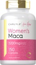 Carlyle Maca Root Capsule per Donne 3200mg | 150 Count | Non OGM, Gluten Free Supplement | per Lei