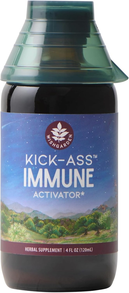 WishGarden Kräuter Kick-Ass Immune Activator - Kräuter Immun Support Supplement für Erwachsene, Pflanzenbasierte Immun Booster & Immune Defense w/Echinacea & Goldenseal, Schnelle Immunität Boost Formel, 4oz