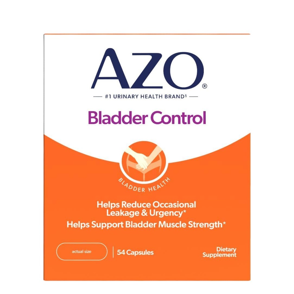 AZO Bladder Control mit Go-Less Tägliche Ergänzung | Hilft, die Angelegenheit zu reduzieren* | Hilft, gelegentliche Leckage durch Lachen, Niesen und Bewegung zu reduzieren | 54 Count Capsules