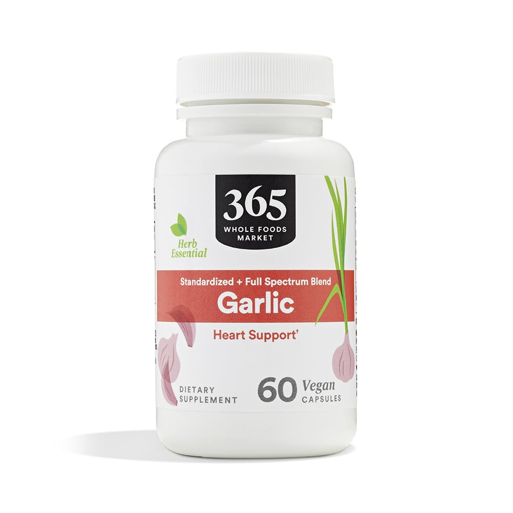 365 von Whole Foods Market, Knoblauch Nahrungsergänzung, Vegan Kapseln, Unterstützt Herzgesundheit, 60 Zähler