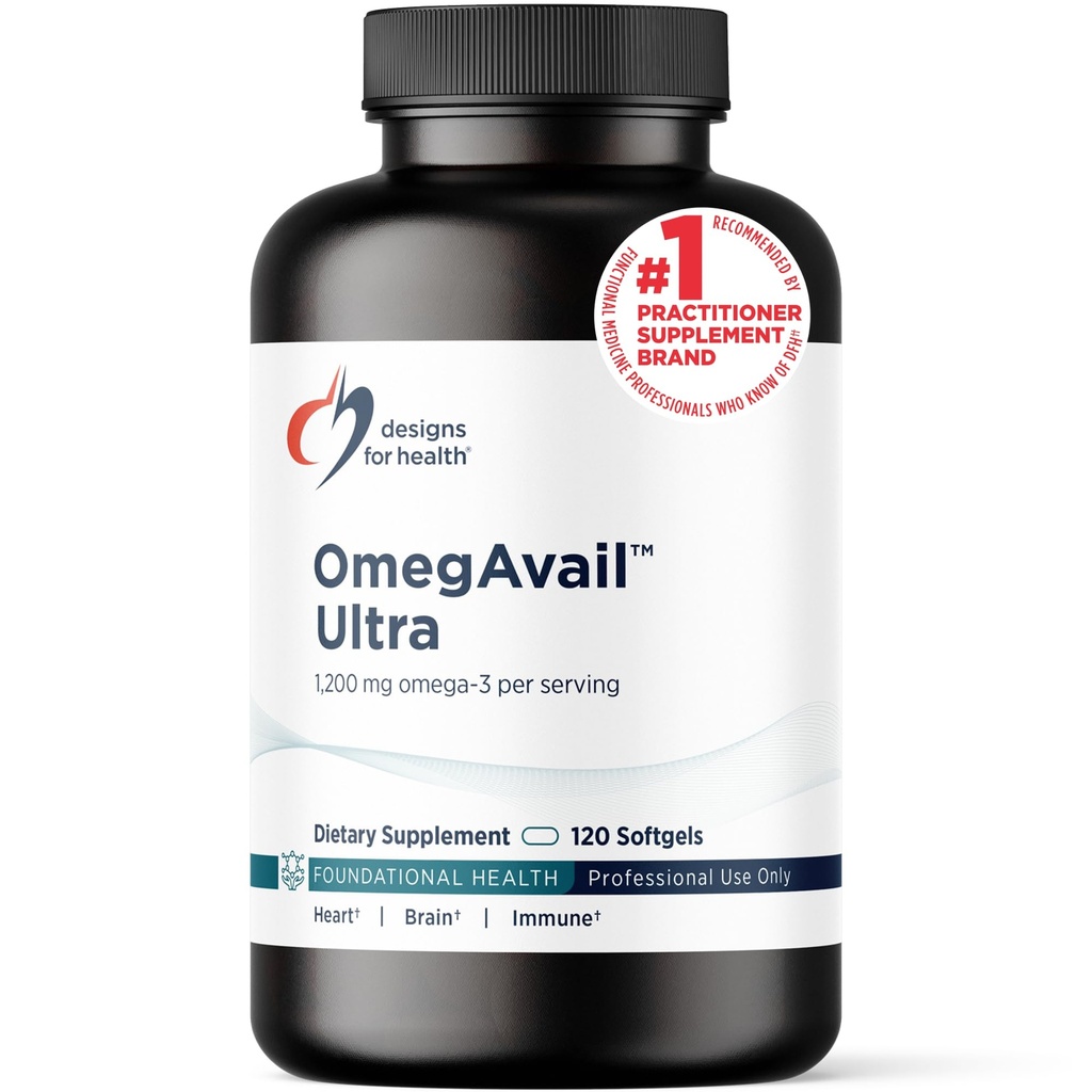 Designs für Gesundheit OmegAvail Ultra TG Fish Oil 1200mg - Triglycerid Form Omega 3 Fish Oil Supplement mit DHA/EPA - Kein Fisch Nachgeschmack (120 Softgels)