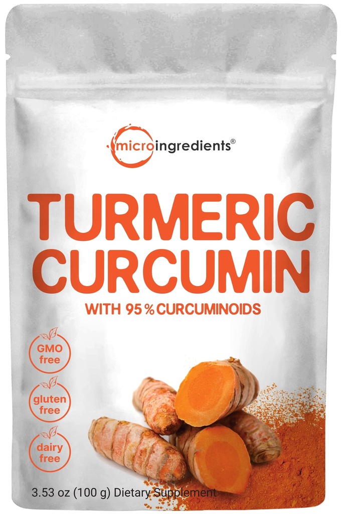 Estratto di curcuma 95% Curcuminoidi (estratto di curcuma naturale e supplementi di curcuma), 100 Grammi, Ricco di antiossidanti per il supporto misto e immunitario, Nessun OGM, Vegan Friendly, India Origine