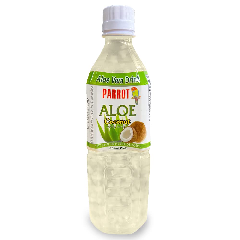 Marque de perroquet Aloe Vera Juice Drink Coconut Saveur 500mL 16,9 Ounce (paquet de 10)