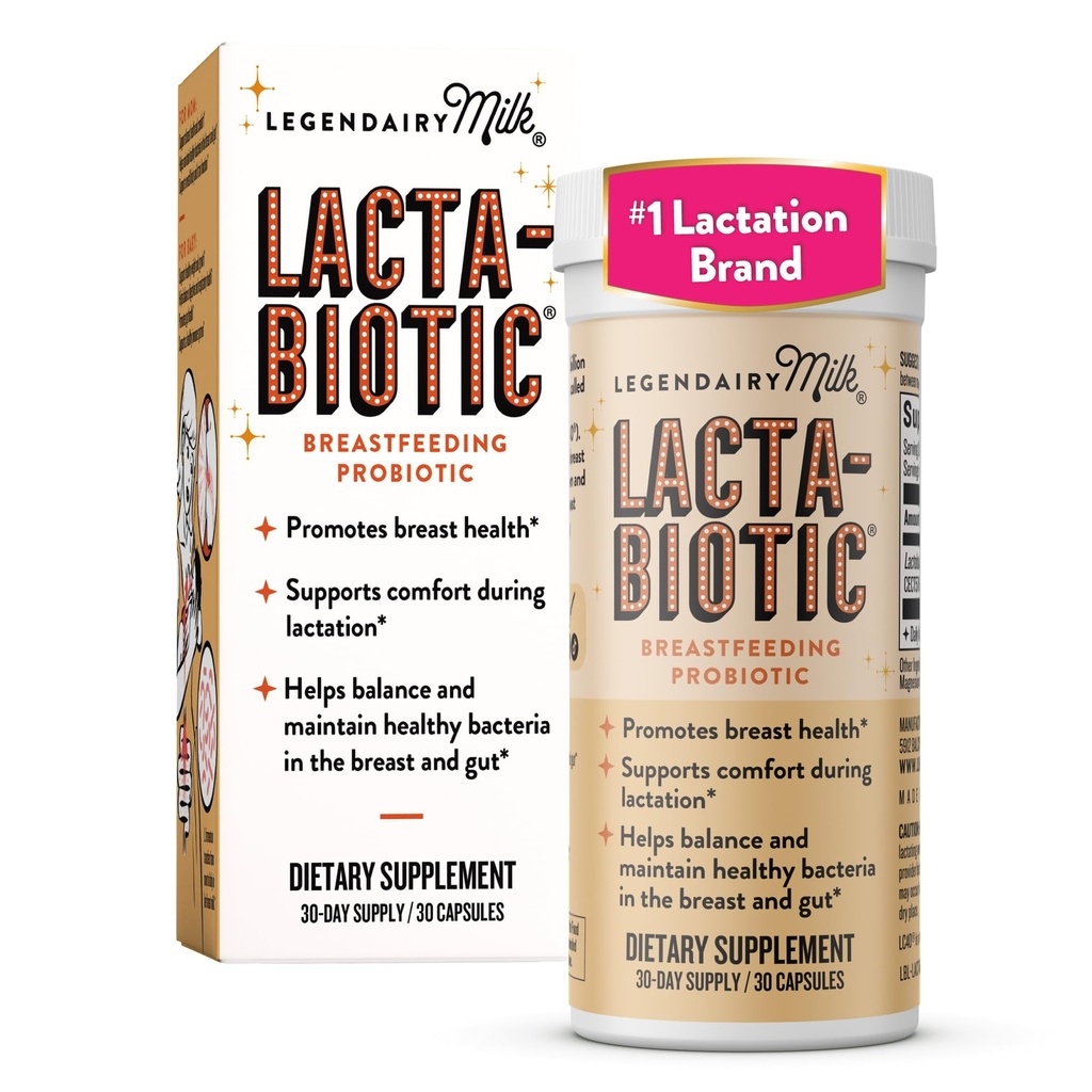 Latte Legendairy Lacta-Biotic Breastfeeding Probiotic | Integratori di lattazione | Salute del seno e del fegato per la mamma e la salute dell'immune infantile per il bambino | Supplemento giornaliero per lattazione sana | 30 Conte