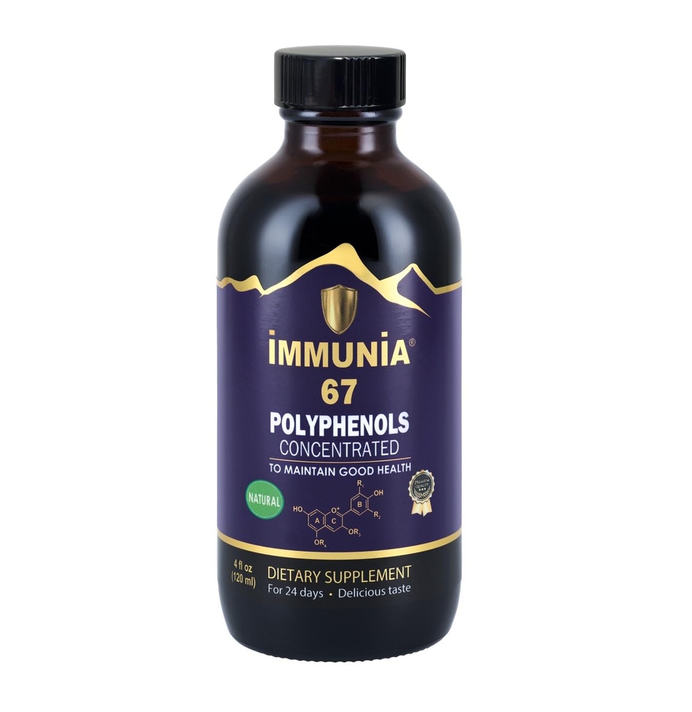 Immunia 67 Polyphénols - Concentré de mûres et fruits antioxydants. Supplément antioxydant Premium avec 67 polyphénols (anthocyanes, quercétine, resvératrol, etc.)