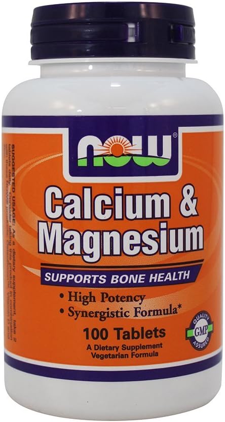 NOW Calcium/Magnesium 1000/500 mg, 100 Tablets (Pack of 3)