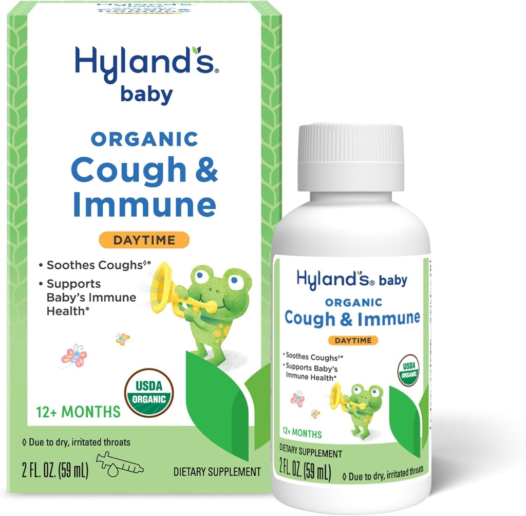 Hyland's Baby Organic Cough Syrup und Immununterstützung mit Agave, Elderberry und Pomegranate, Soothes Cough und unterstützt Immunität, Daytime, 2 Fl. Oz.